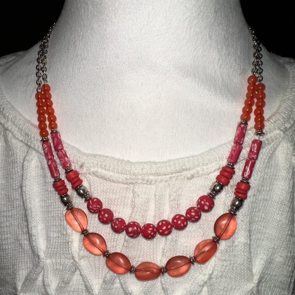 Ruby Rd. Coral Hibiscus Layered necklace
